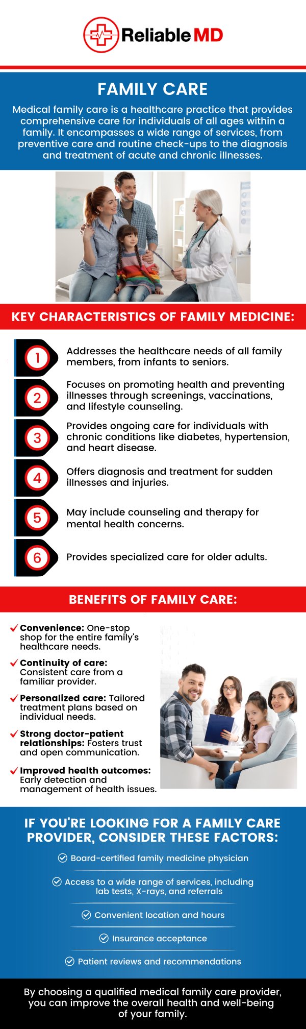 Family doctors are primary care physicians who provide ongoing medical care for individuals of all ages, from children to seniors. At Reliable MD, our family doctors are now accepting new patients and are dedicated to building long-term relationships that support your overall health. With a compassionate and patient-focused approach, our professional team ensures your family receives the personalized attention and care you deserve. For more information, please contact us or schedule an appointment online. We are conveniently located at 2801 Fruitville Rd Unit 140, Sarasota, FL 34237. Family doctors are primary care physicians who provide ongoing medical care for individuals of all ages, from children to seniors. At Reliable MD, our family doctors are now accepting new patients and are dedicated to building long-term relationships that support your overall health. With a compassionate and patient-focused approach, our professional team ensures your family receives the personalized attention and care you deserve. For more information, please contact us or schedule an appointment online. We are conveniently located at 2801 Fruitville Rd Unit 140, Sarasota, FL 34237.